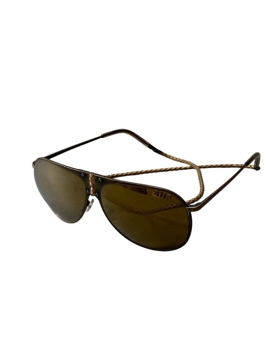 Bottega Veneta Benneta BV 61 Vintage Wash Aviator Sunglasses Gold Intrecciato main image 4